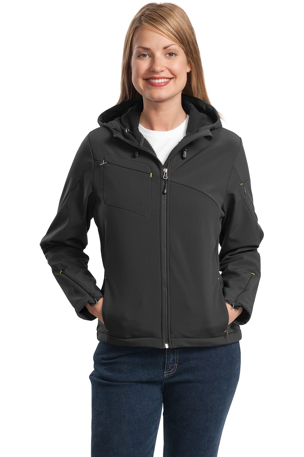 Our hooded soft shell stands up to the elementsand stands ou - Charcoal/ Lemon Yellow