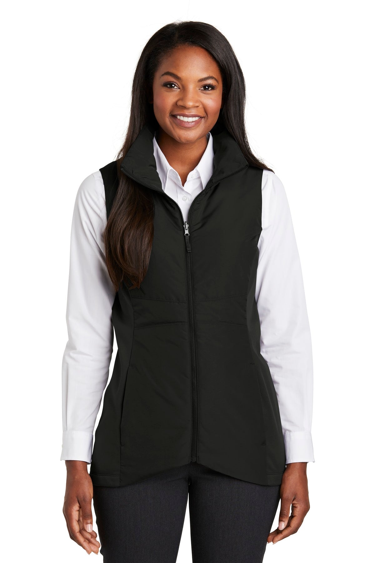 Insulation and stretch soft shell side panels make this vest - Deep Black