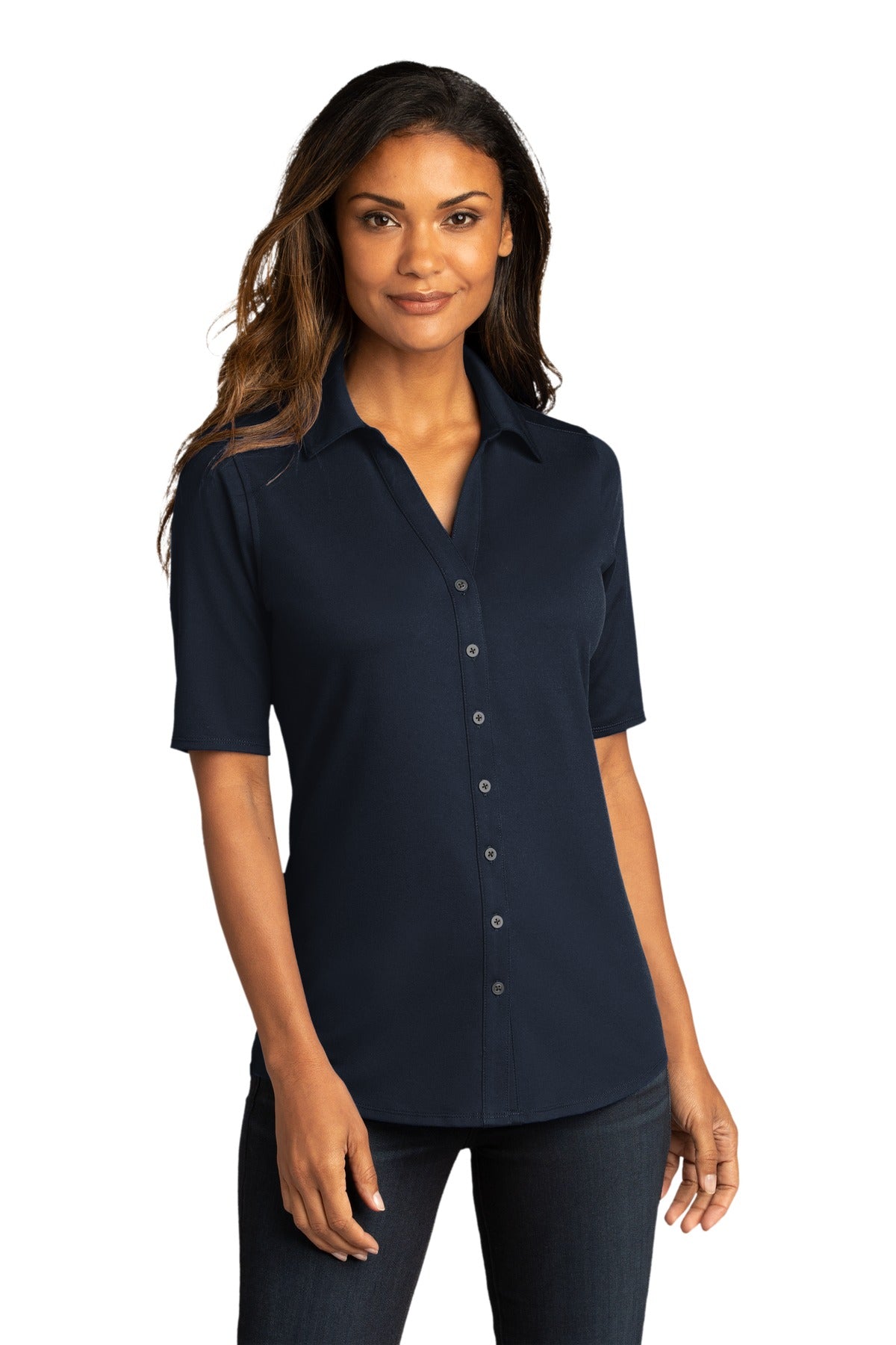 Performance joins professionalism in this Easy Care style th - River Blue Navy