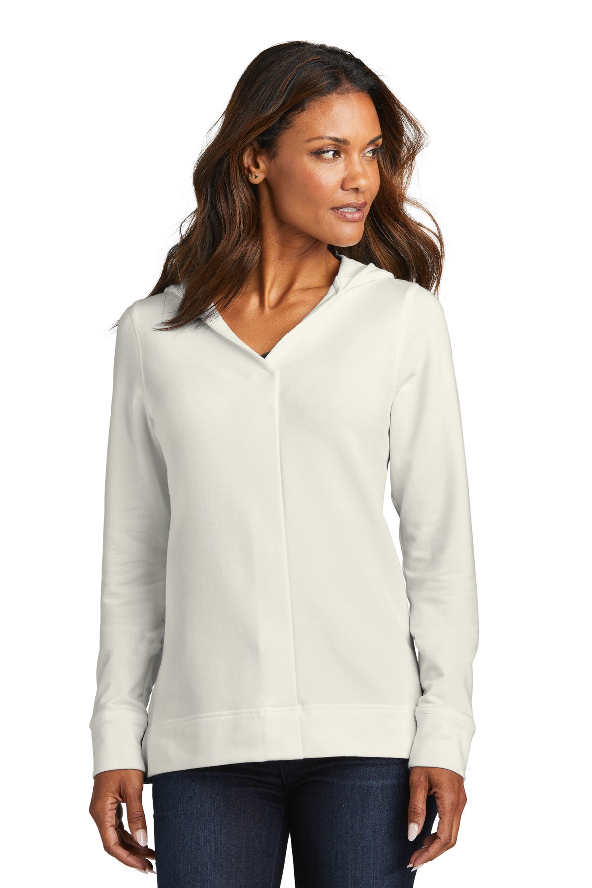Polished meets casual in this ultra-soft snag-resistant hood - Ivory Chiffon