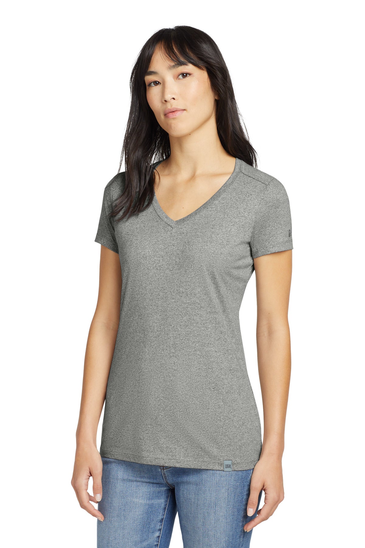 This flattering v-neck feels soft and drapey for timeless st - Light Graphite Twist