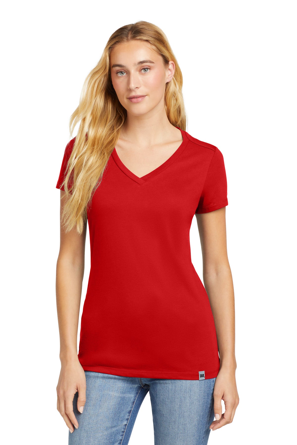 This flattering v-neck feels soft and drapey for timeless st - Scarlet
