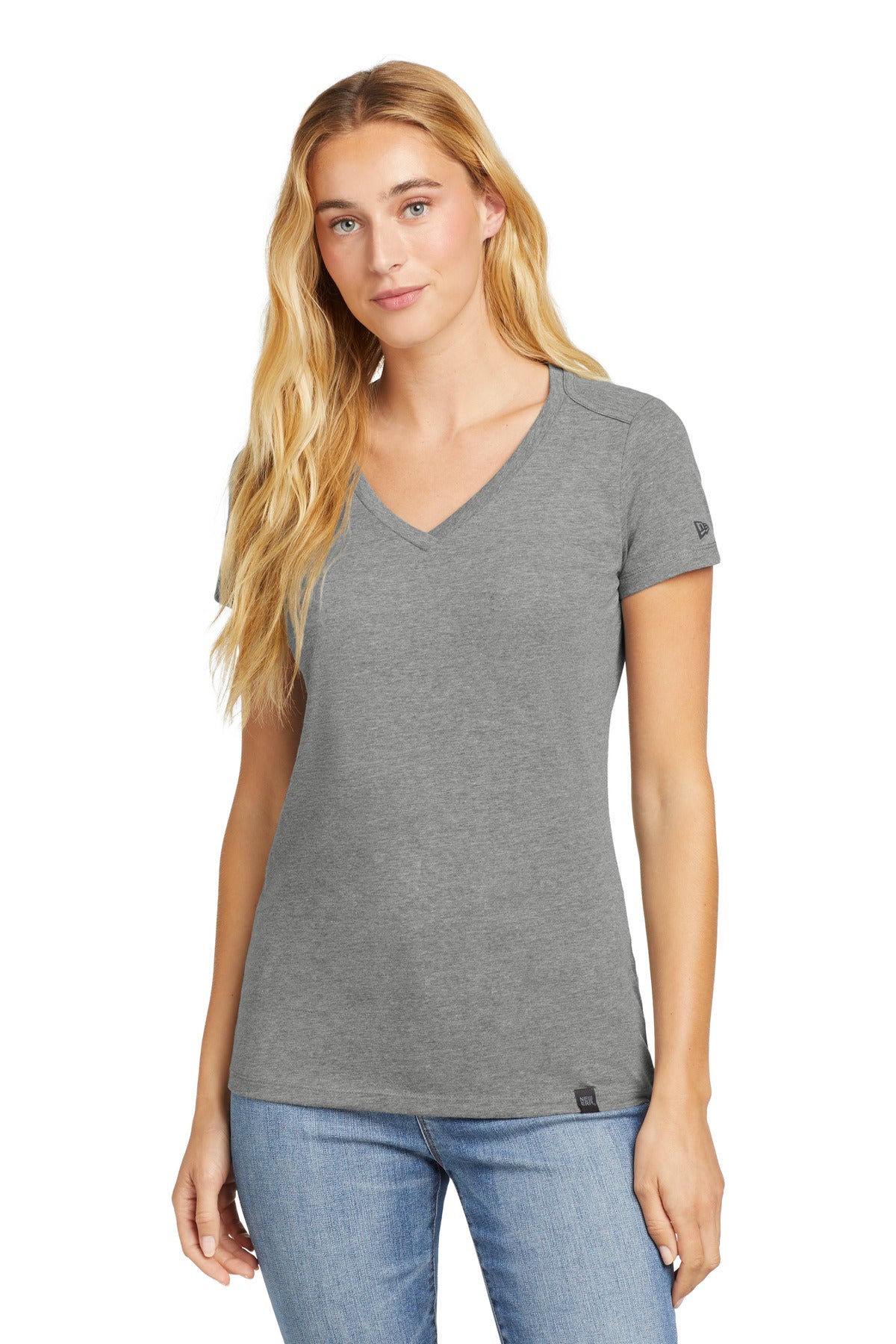 This flattering v-neck feels soft and drapey for timeless st - Shadow Grey Heather