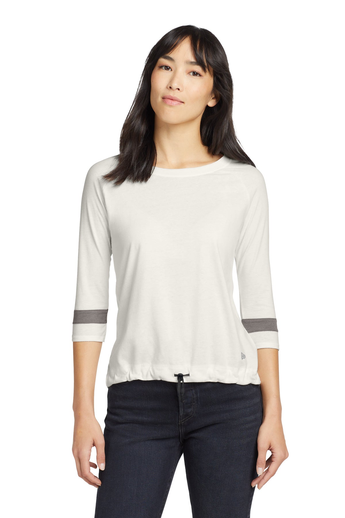 This moisture-wicking tee has unbeatable softness and cinche - Fan White Solid/ Shadow Grey