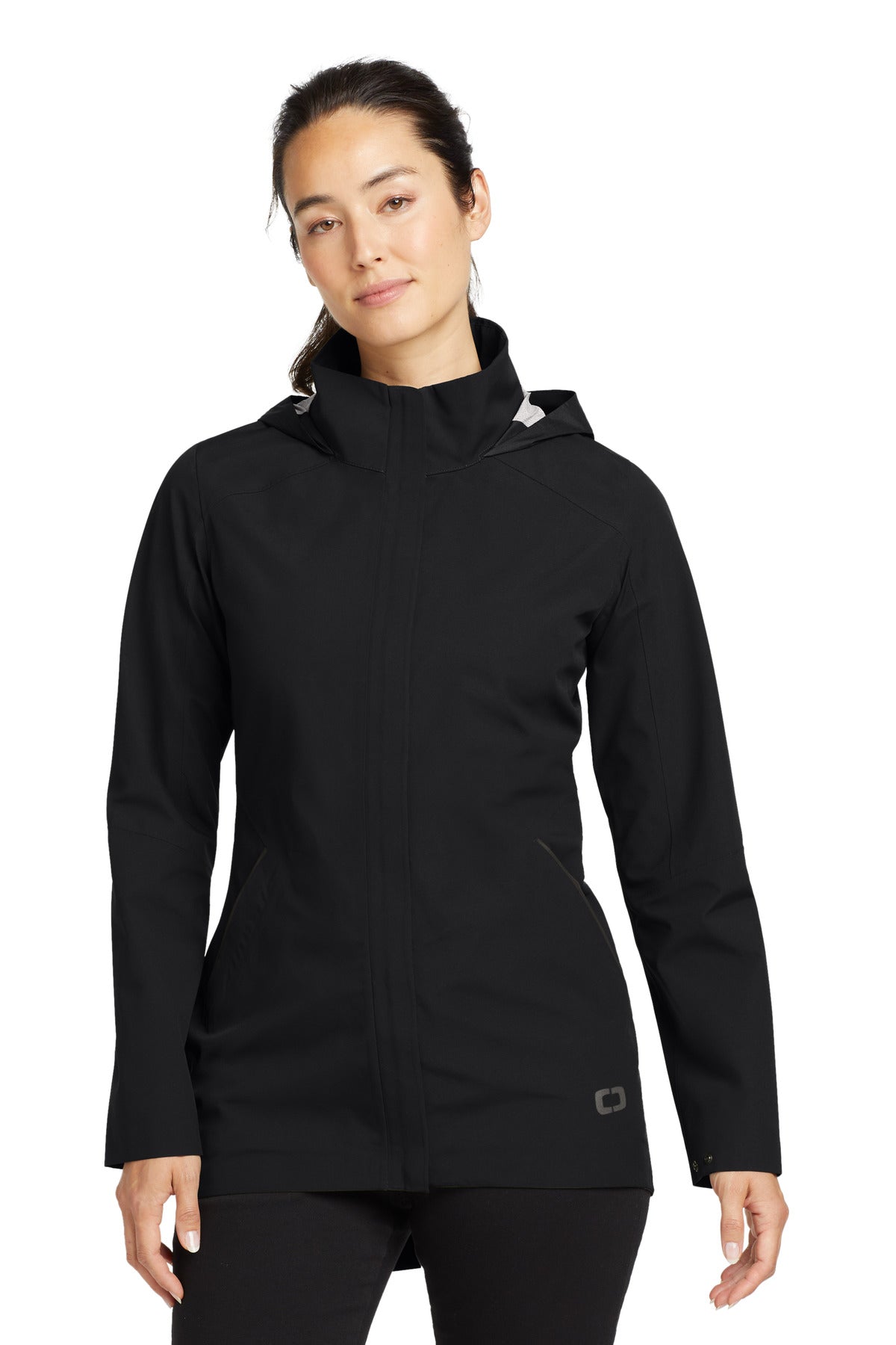 This parka-length fully seam-sealed jacket is sleek modern a - Blacktop