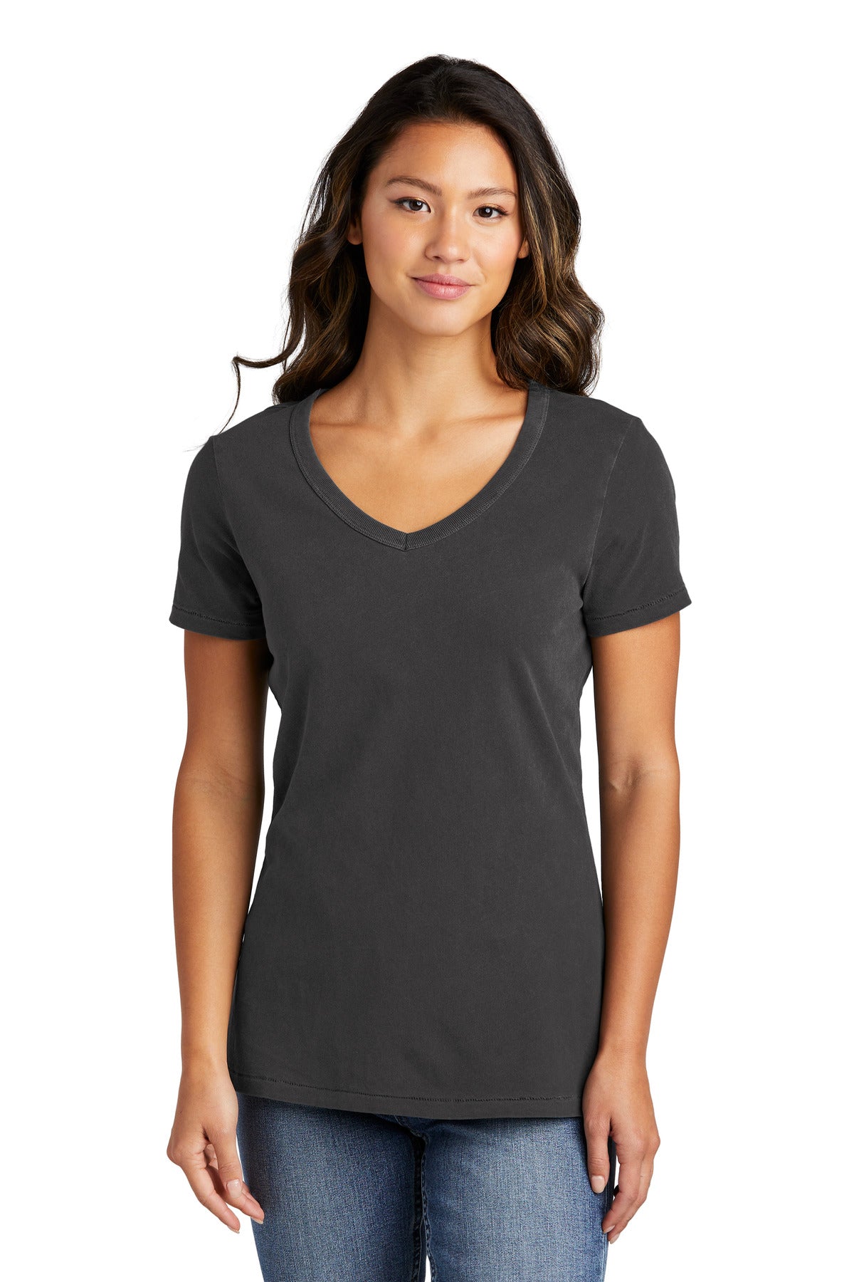 This tee is garment-dyed and incredibly soft with a worn-in  - Coal