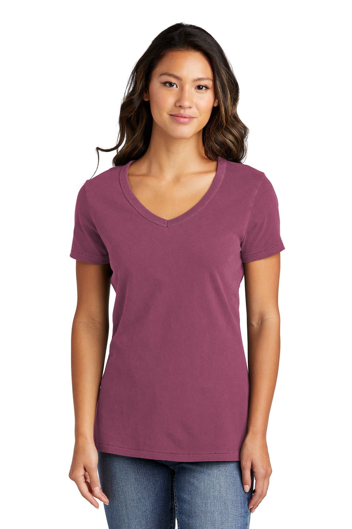 This tee is garment-dyed and incredibly soft with a worn-in  - Vintage Raspberry