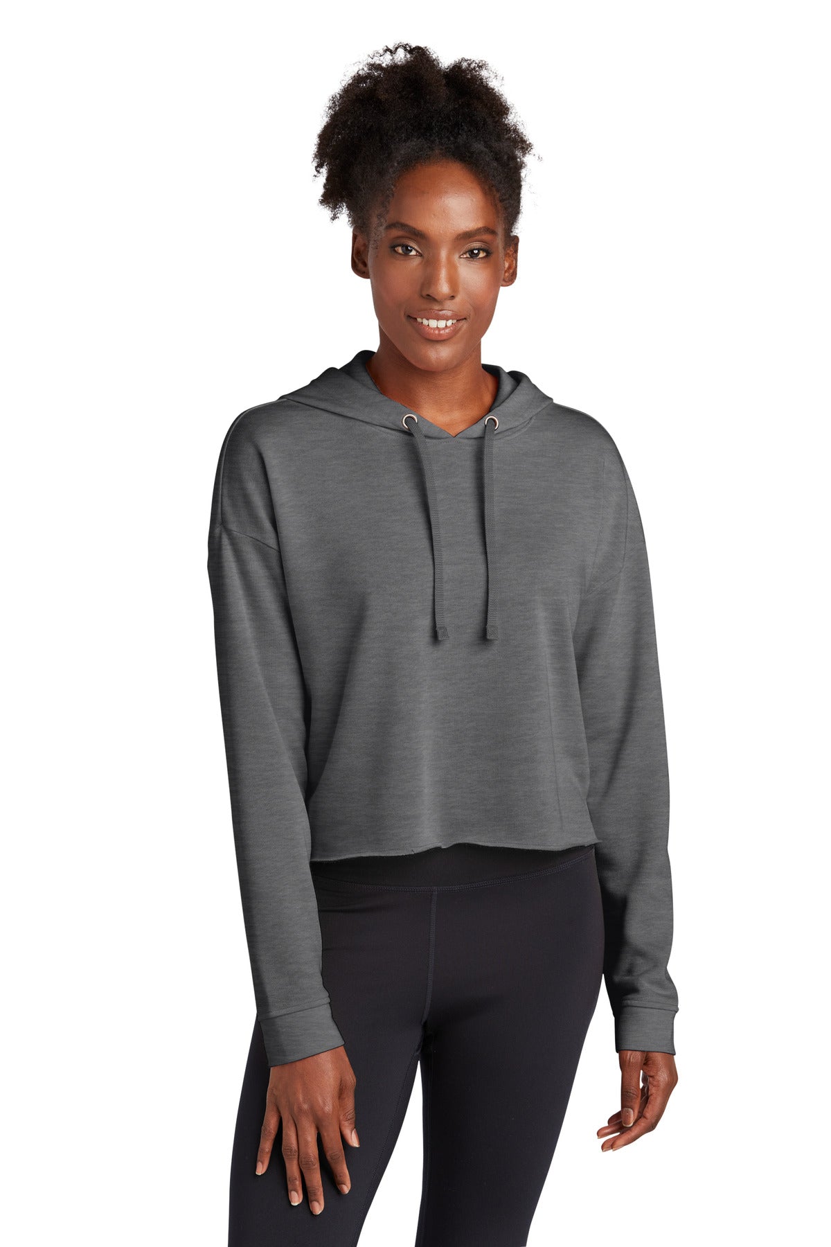 An on-trend cropped fit joins an extra-soft hand moisture wi - Dark Grey Heather