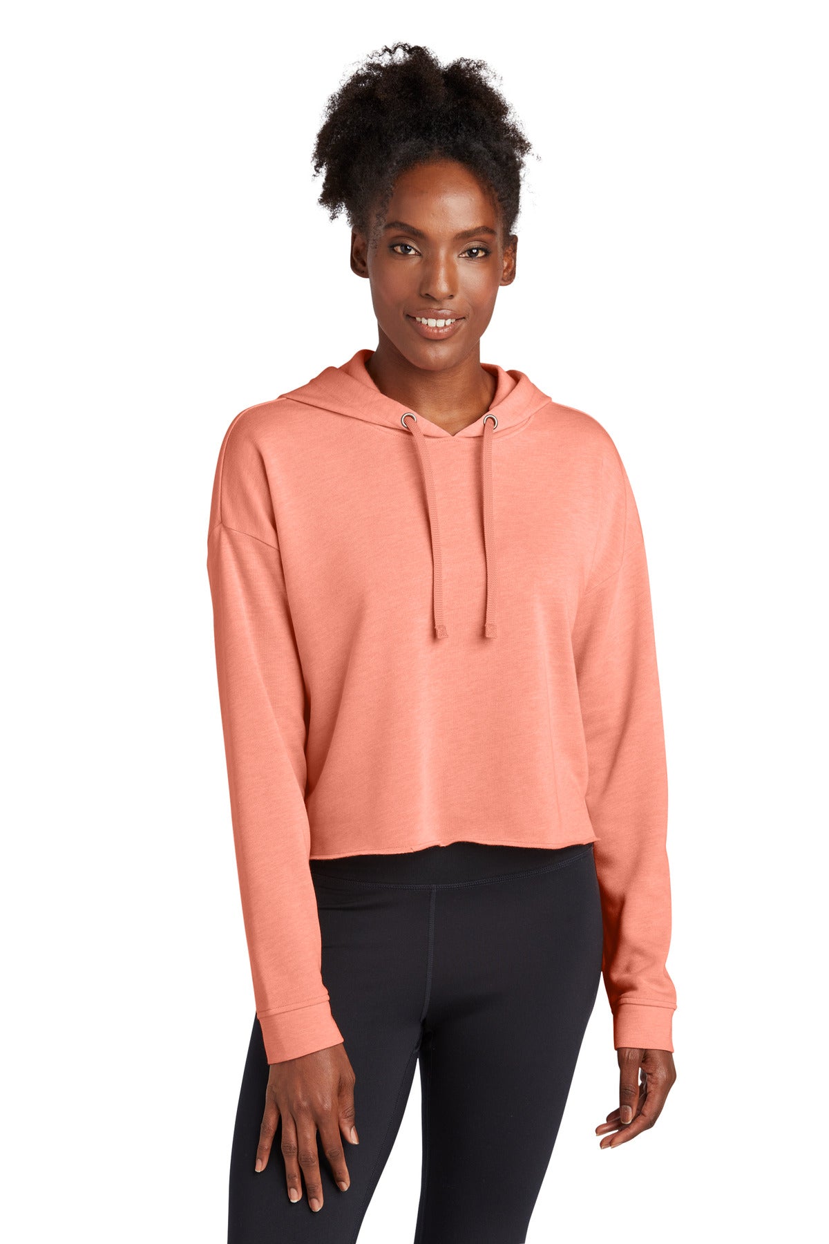 An on-trend cropped fit joins an extra-soft hand moisture wi - Soft Coral Heather