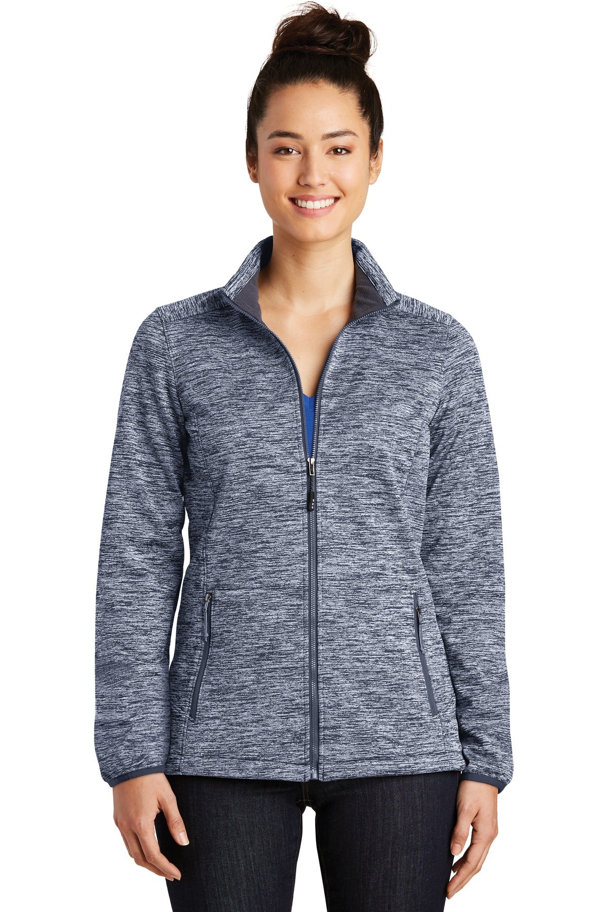Our Electric Heather pattern adds an athletic look to this e - True Navy Electric