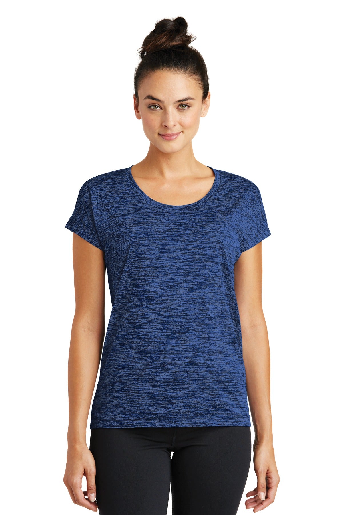 Our color-locking tee has a soft hand wicks moisture resists - Dark Royal-Black Electric
