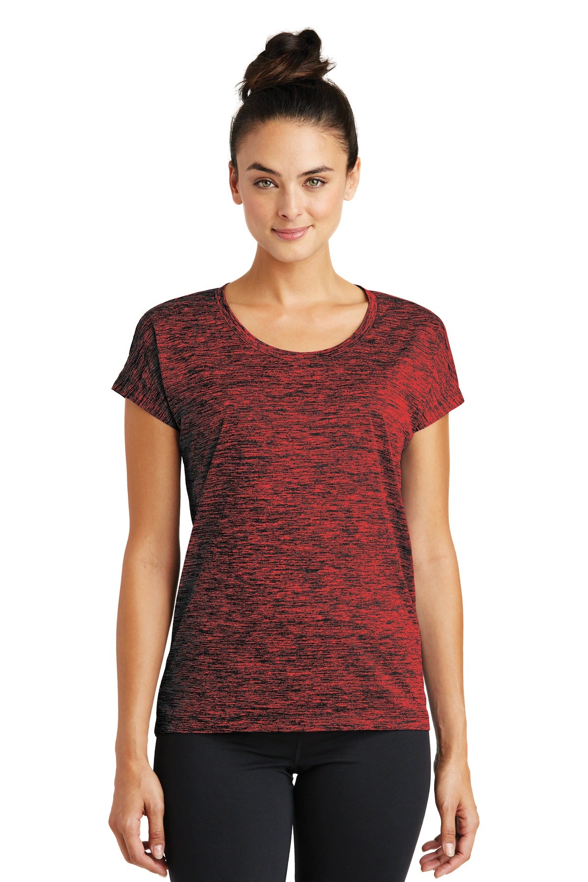 Our color-locking tee has a soft hand wicks moisture resists - Deep Red-Black Electric