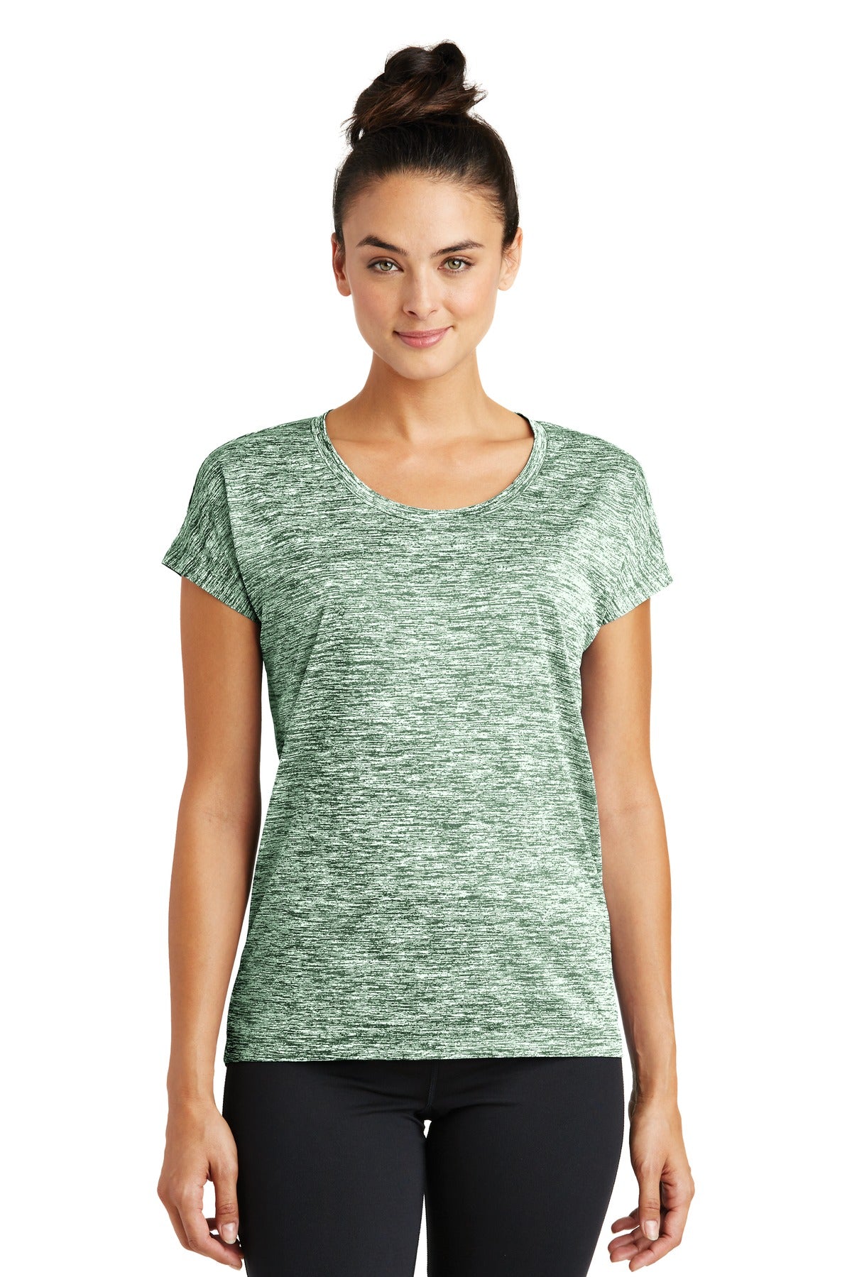 Our color-locking tee has a soft hand wicks moisture resists - Forest Green Electric