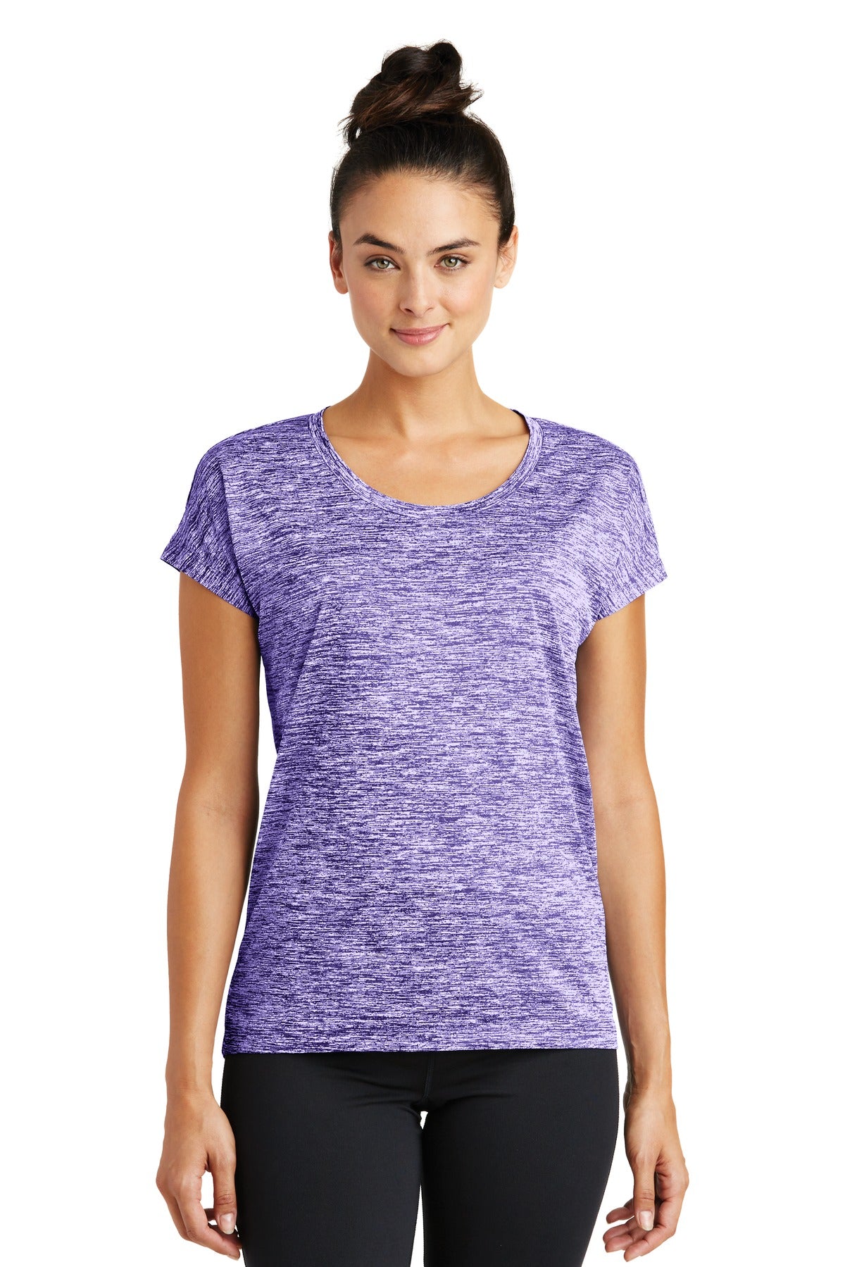 Our color-locking tee has a soft hand wicks moisture resists - Purple Electric
