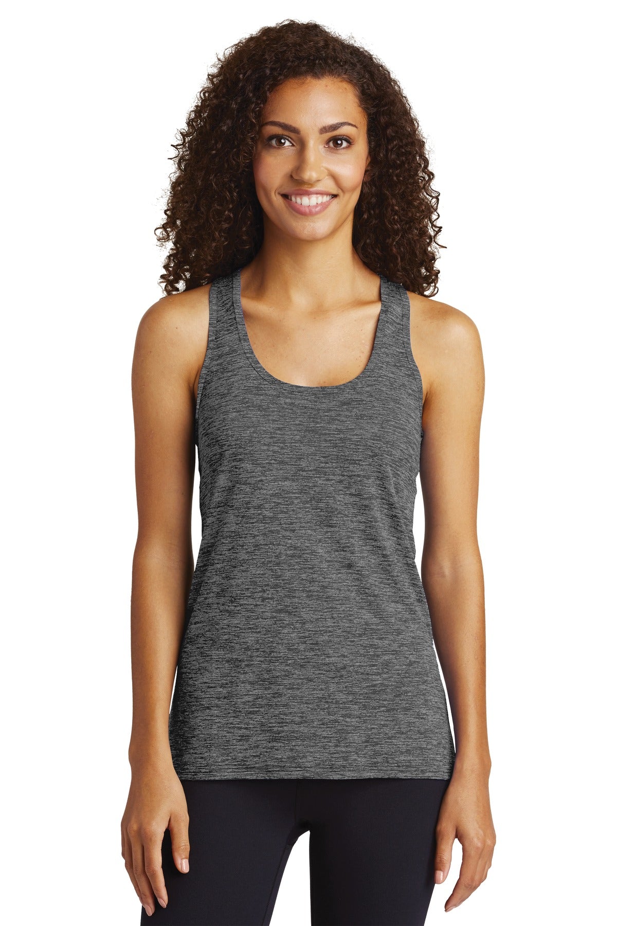 Our color-locking tank has a soft hand wicks moisture resist - Grey-Black Electric