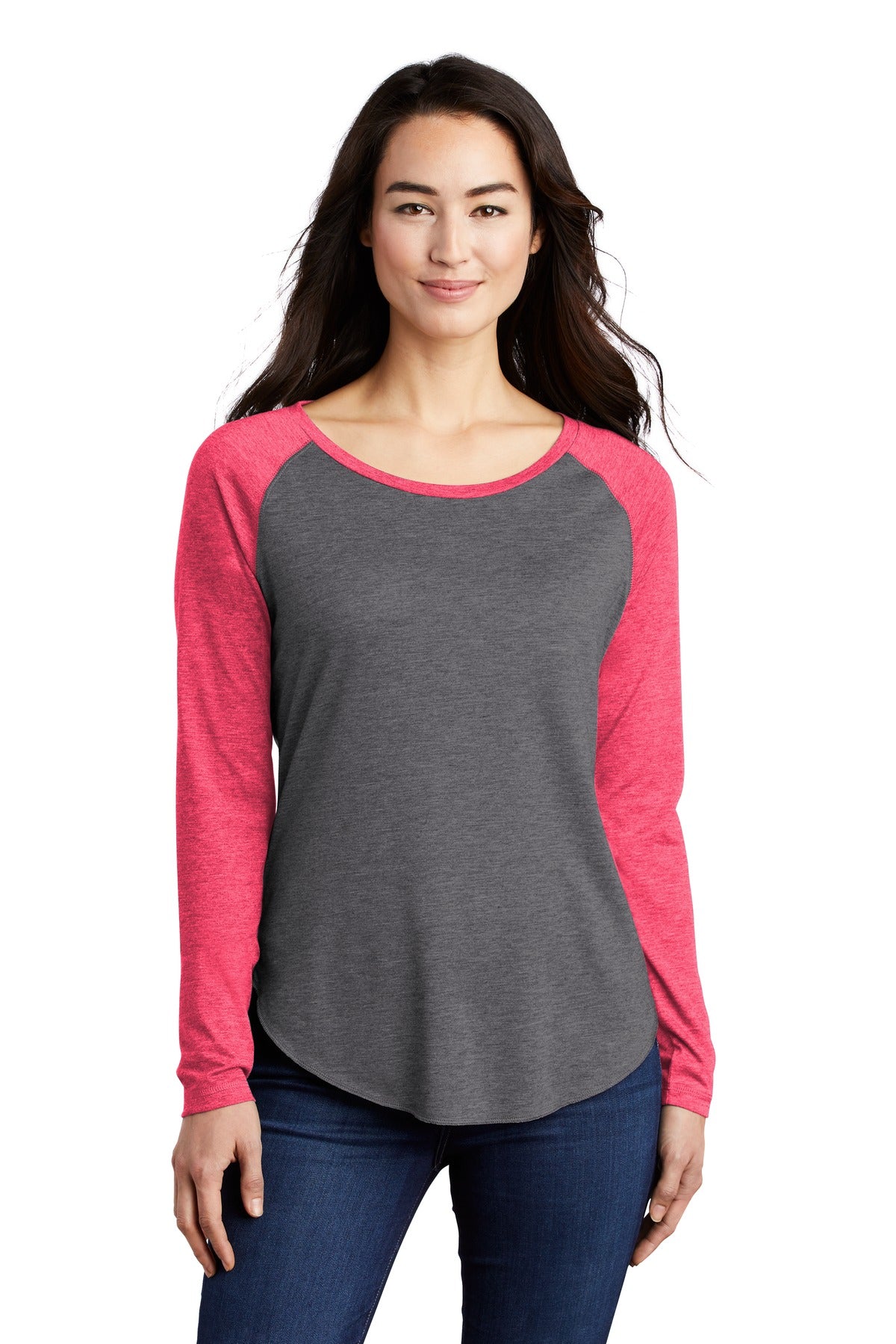 This ultracomfortable tee combines moisture-wicking performa - Pink Raspberry Heather/ Dark Grey Heather