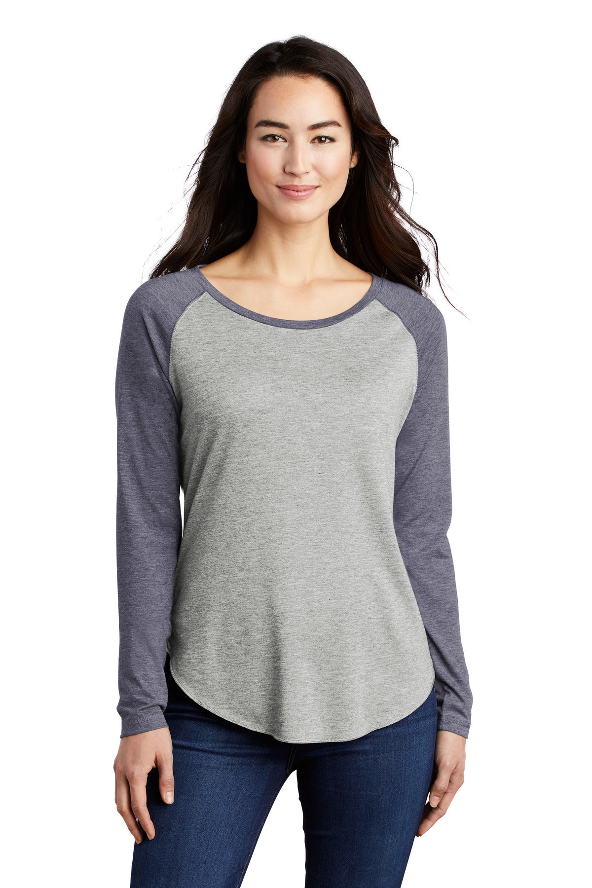 This ultracomfortable tee combines moisture-wicking performa - True Navy Heather/ Light Grey Heather