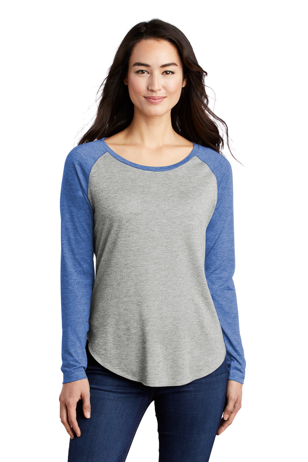 This ultracomfortable tee combines moisture-wicking performa - True Royal Heather/ Light Grey Heather
