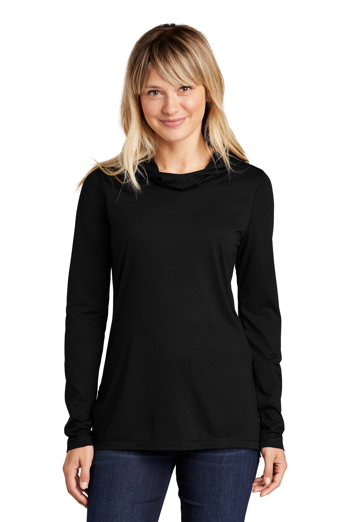 This ultracomfortable long sleeve hoodie combines moisture-w - Black Triad Solid
