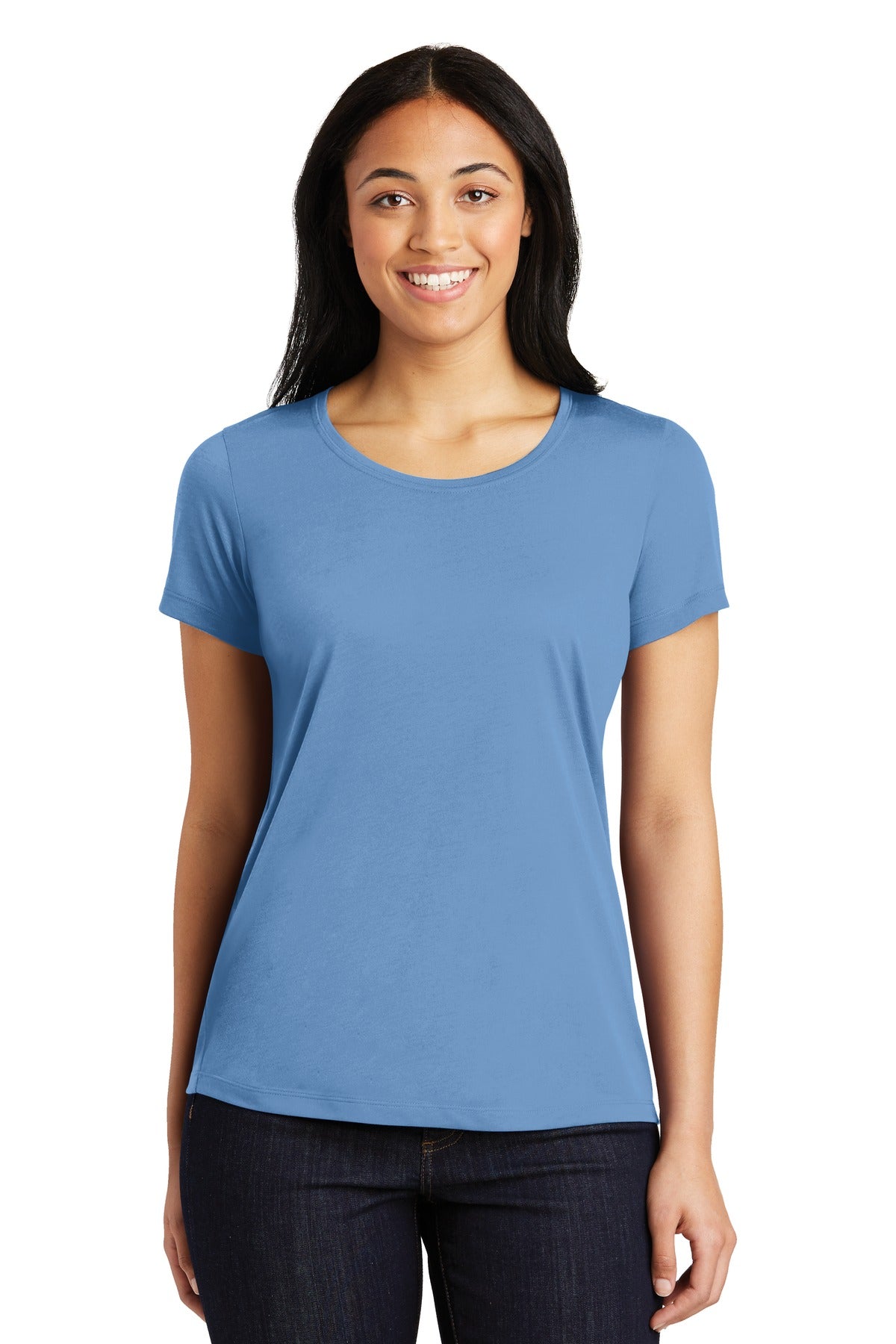 A soft cotton hand merges with color-locking moisture-wickin - Carolina Blue