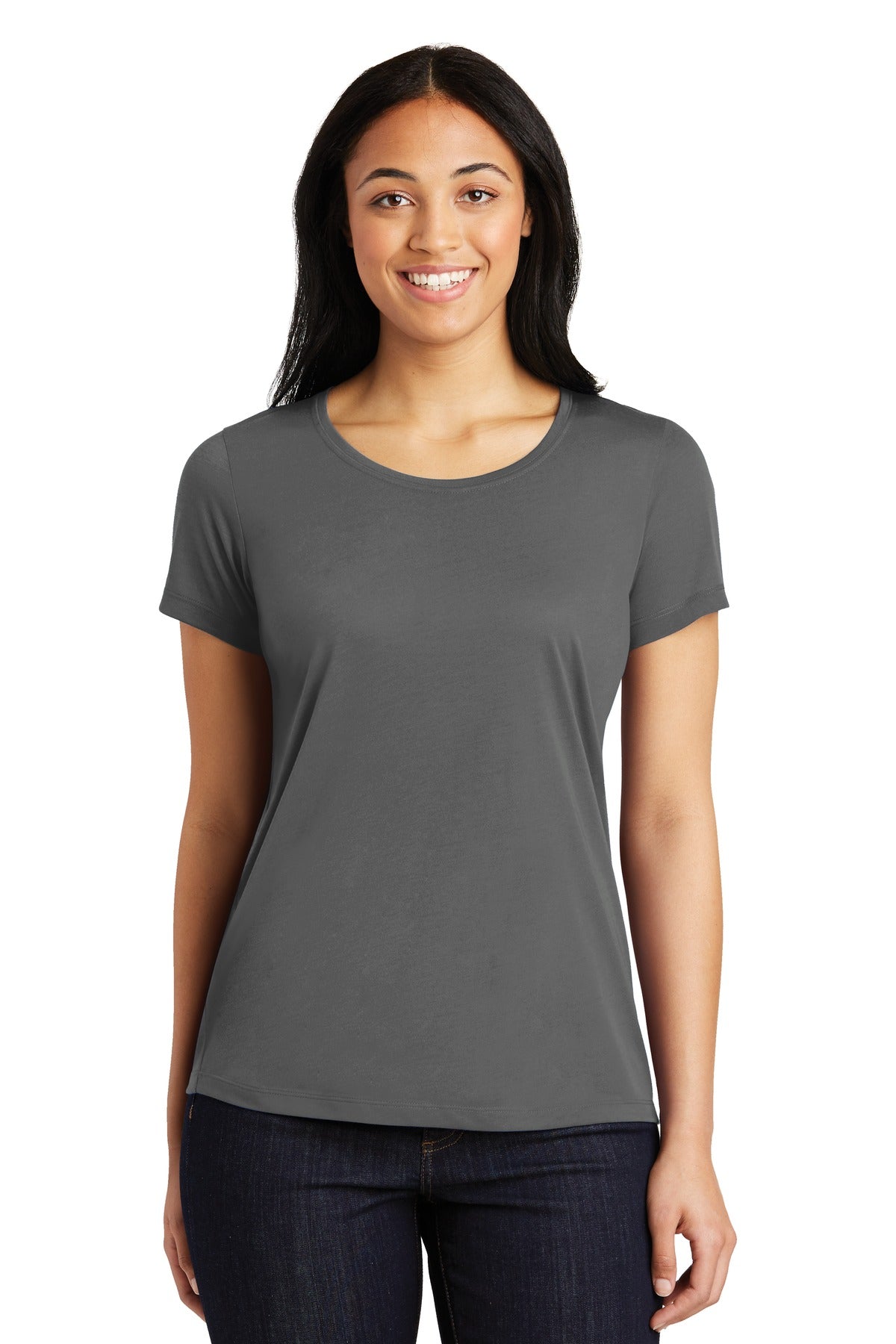 A soft cotton hand merges with color-locking moisture-wickin - Dark Smoke Grey