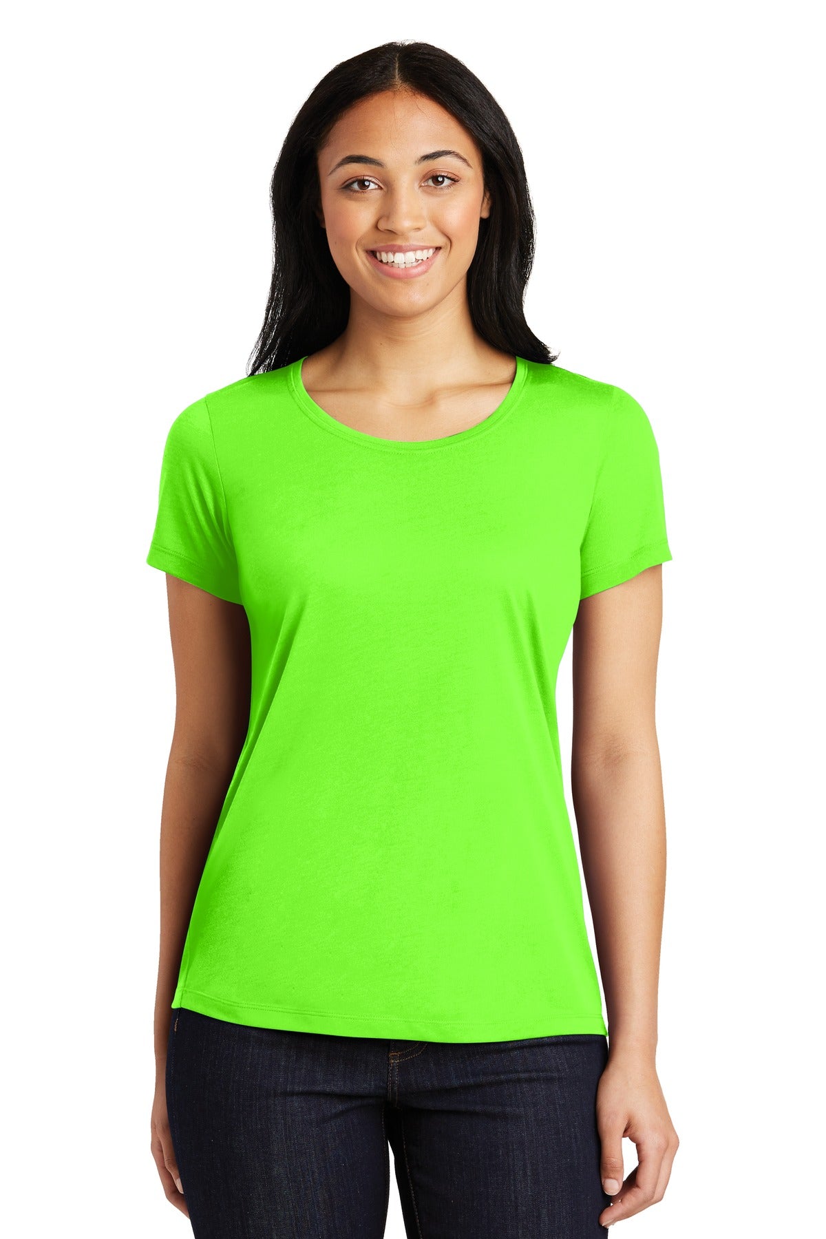 A soft cotton hand merges with color-locking moisture-wickin - Neon Green