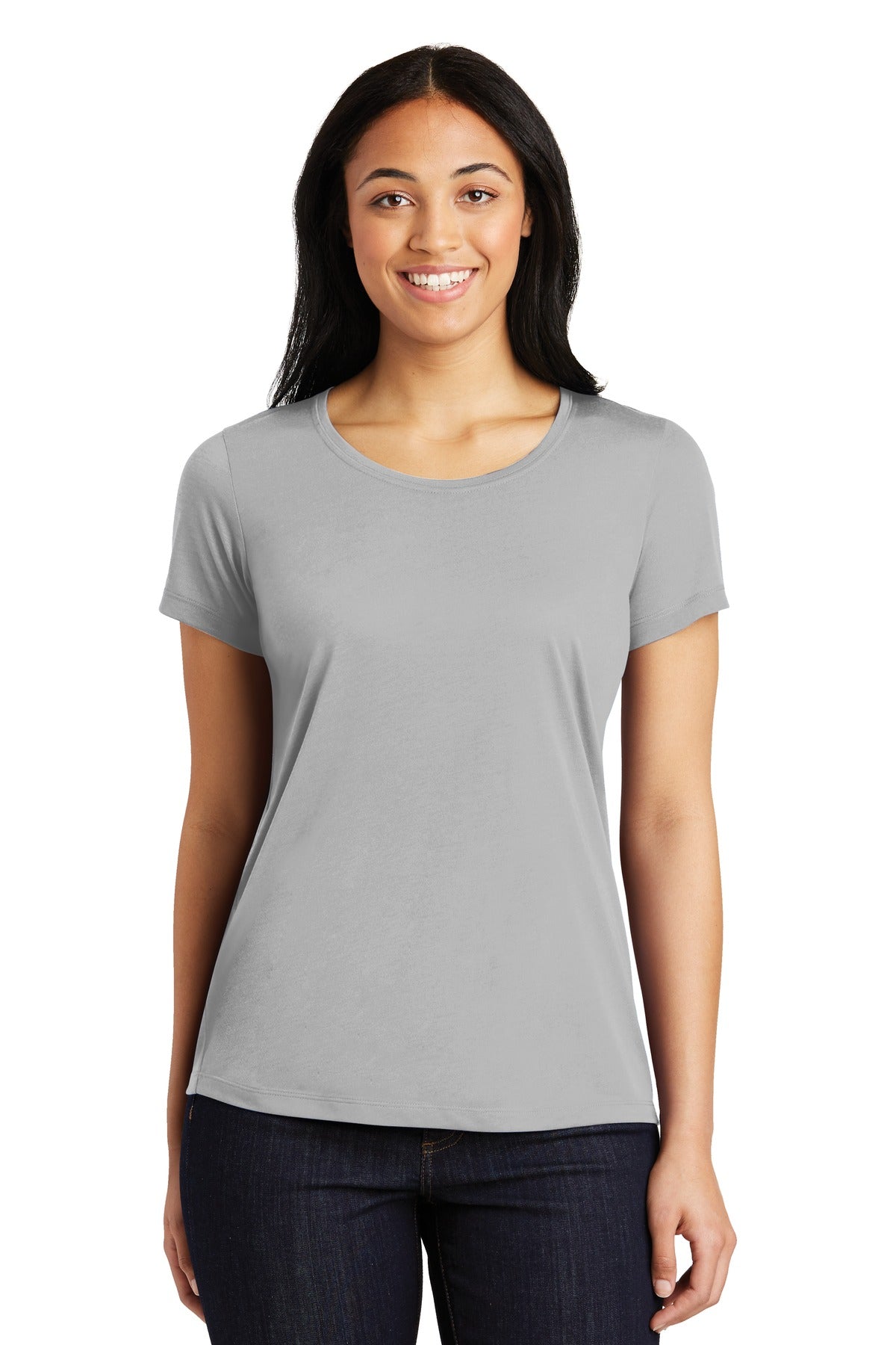 A soft cotton hand merges with color-locking moisture-wickin - Silver