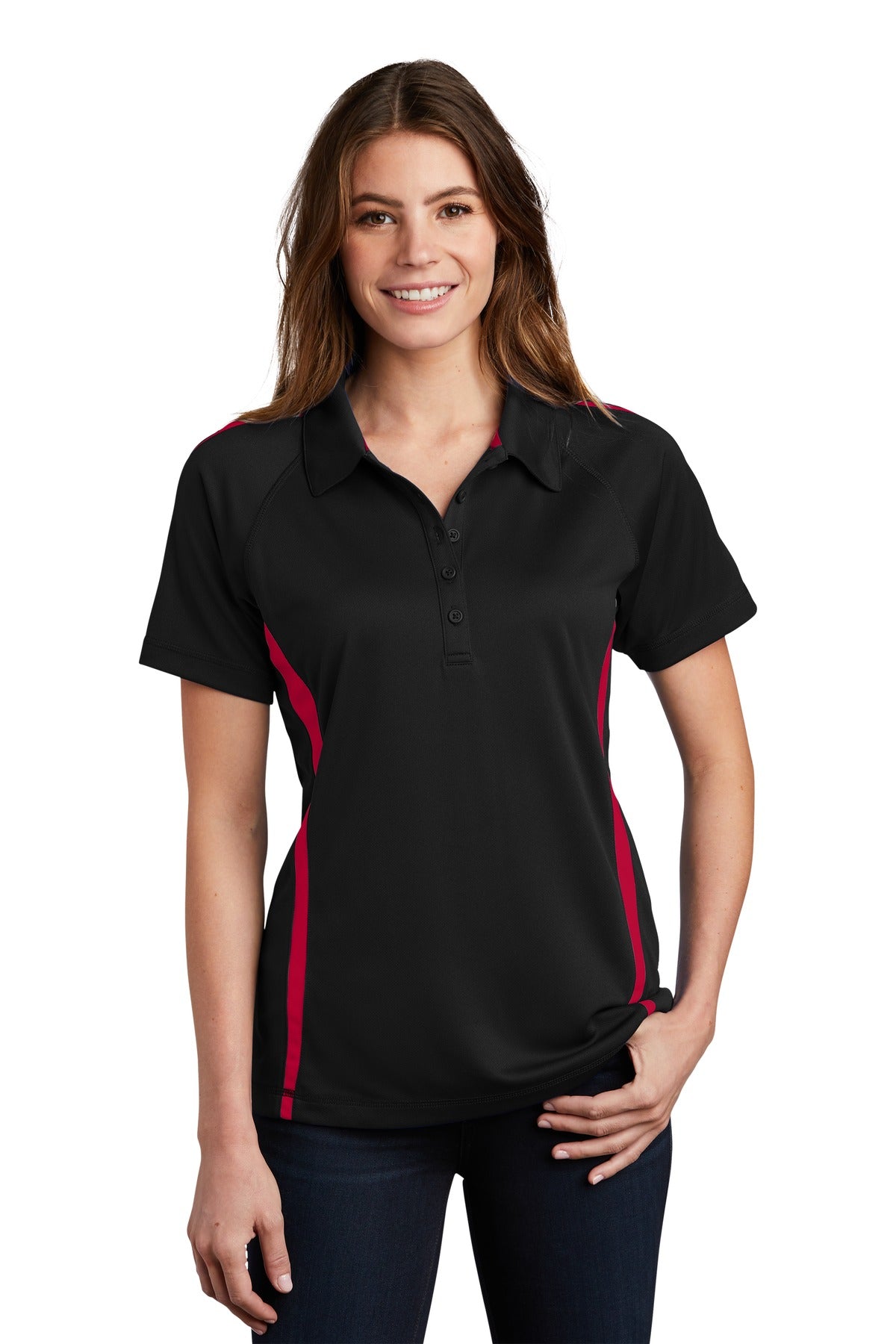 Polos with extra color panels that are made to last thanks t - Black/ Red