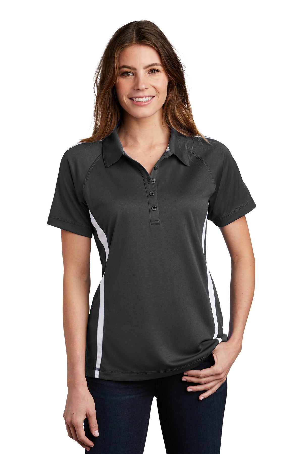 Polos with extra color panels that are made to last thanks t - Iron Grey/ White
