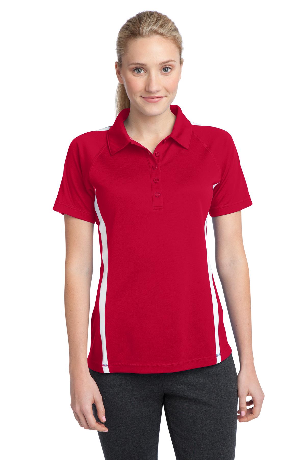 Polos with extra color panels that are made to last thanks t - True Red/ White