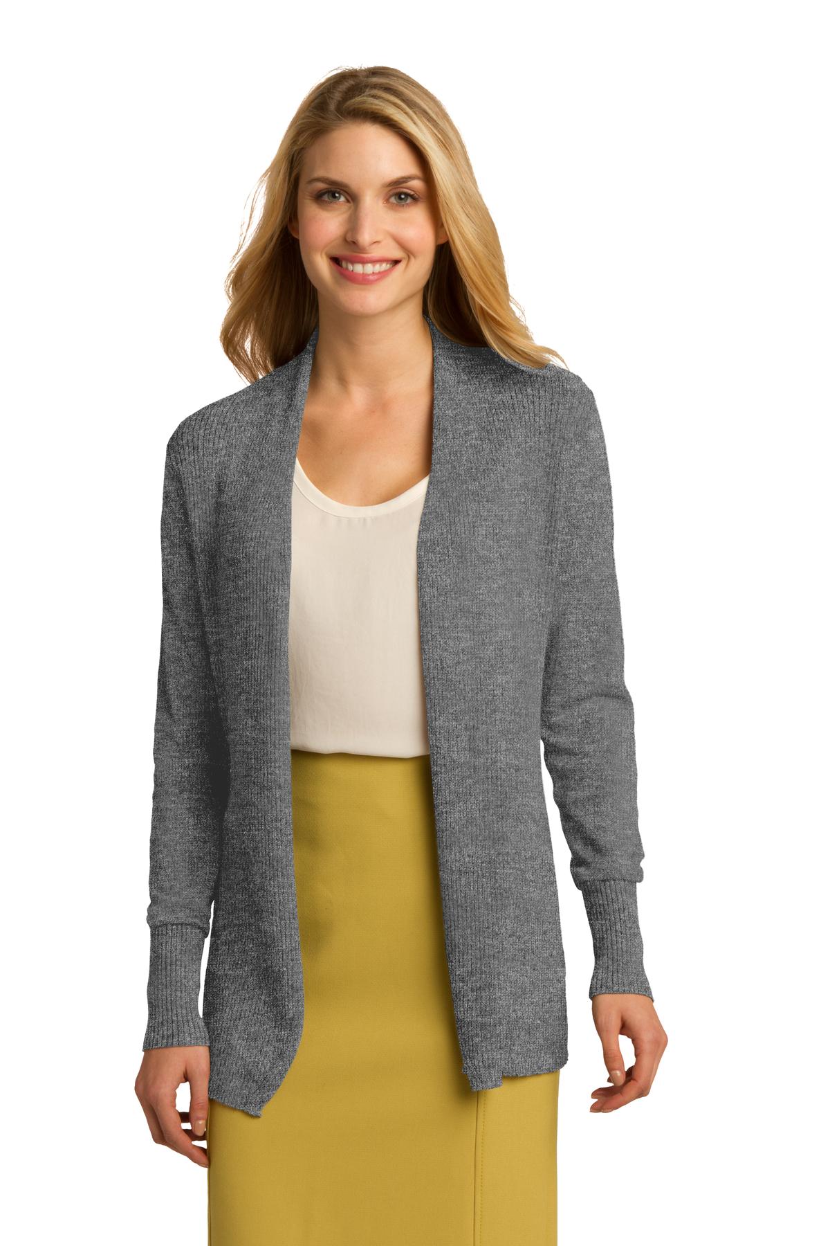 This soft cozy cardigan sweater has a flattering drape and f - Medium Heather Grey