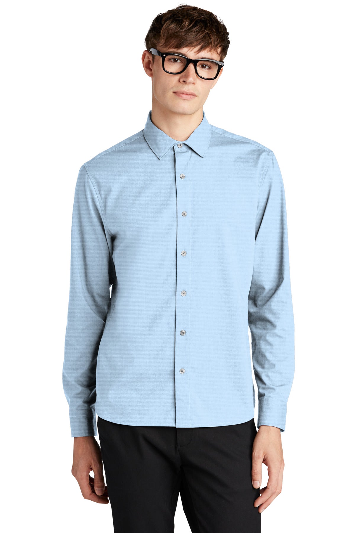 With smart tailoring and a modern fit this shirt will follow - Air Blue End On End