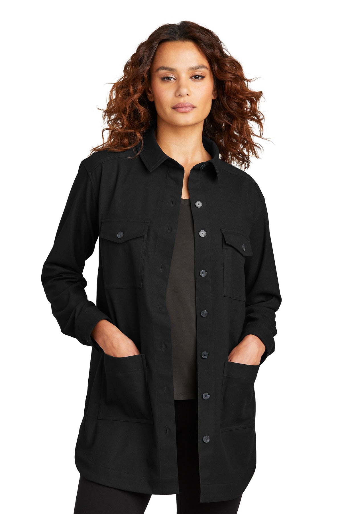 Boardroom-bound or loosely layered this versatile twill over - Deep Black
