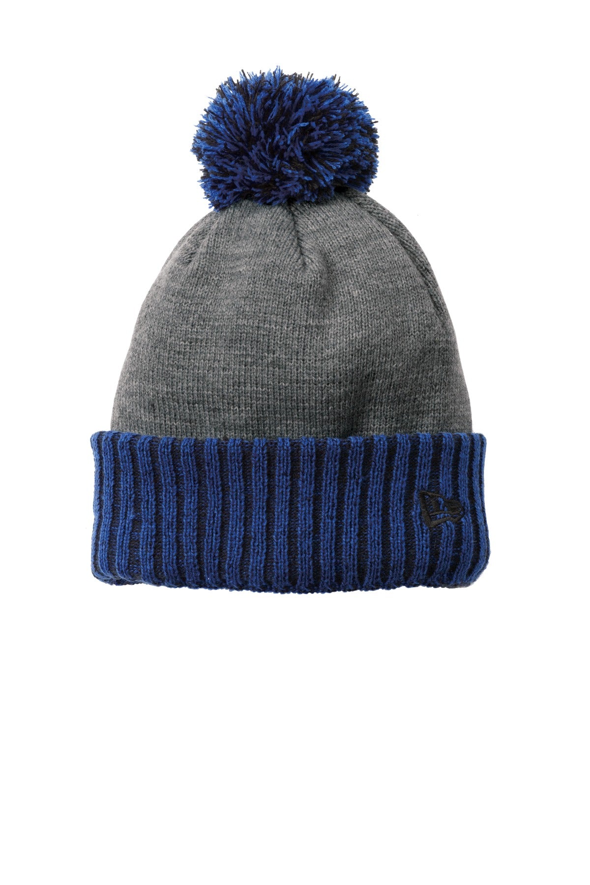 A thicker-gauge cuff in a solid team color a dual-colored pom and a warm fleece lining make this bea