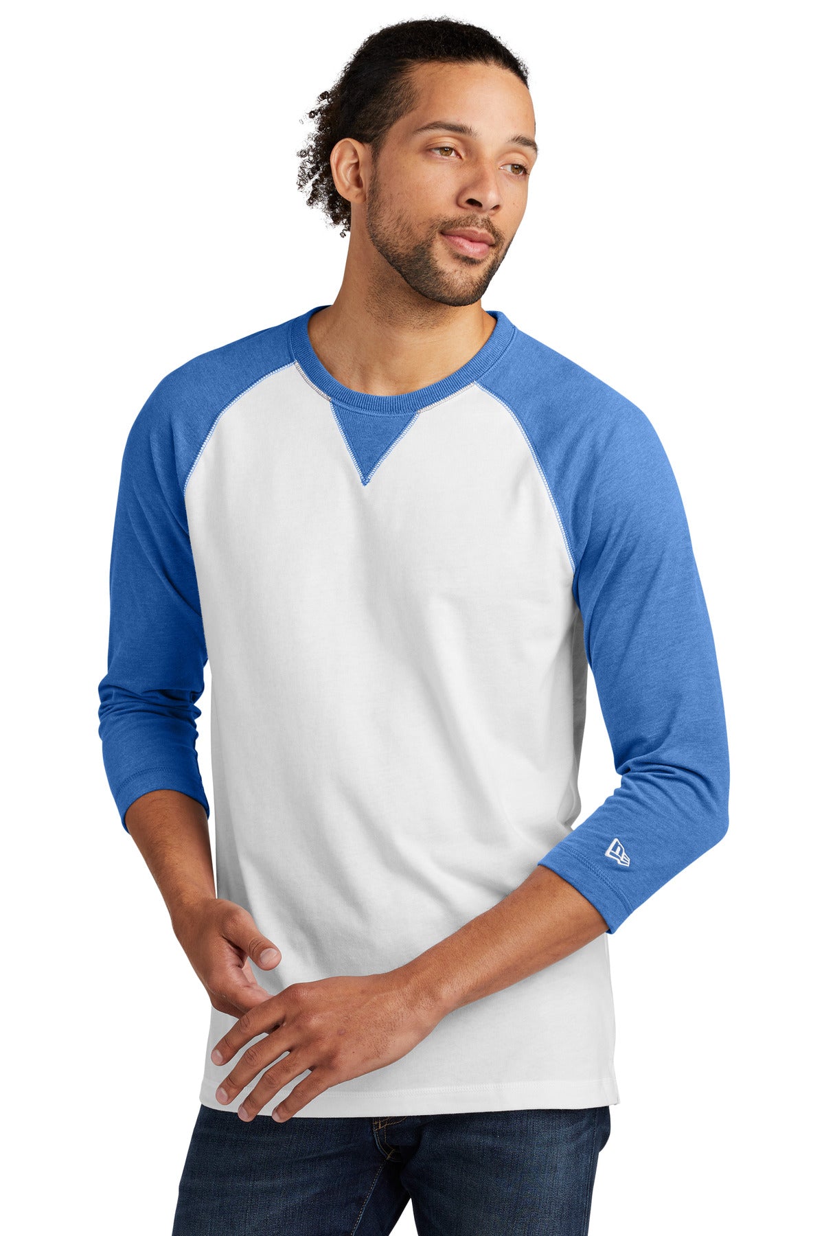 Sueded for lofty softness this raglan scores with home-run s - Royal Heather/ White