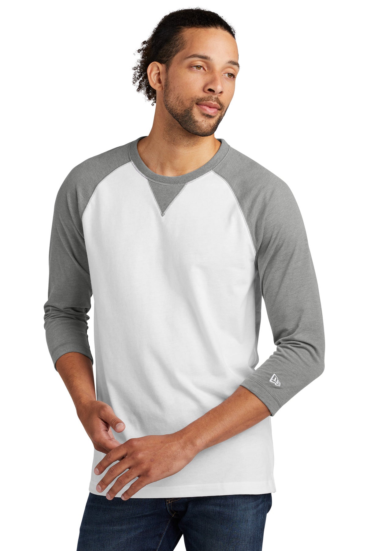 Sueded for lofty softness this raglan scores with home-run s - Shadow Grey Heather/ White