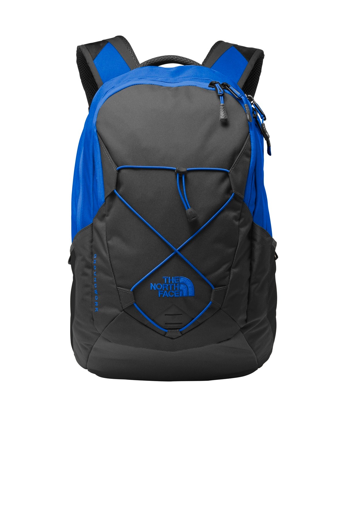 600D polyester 450D x 300D heather polyester 600D geo emboss - Monster Blue/ Asphalt Grey