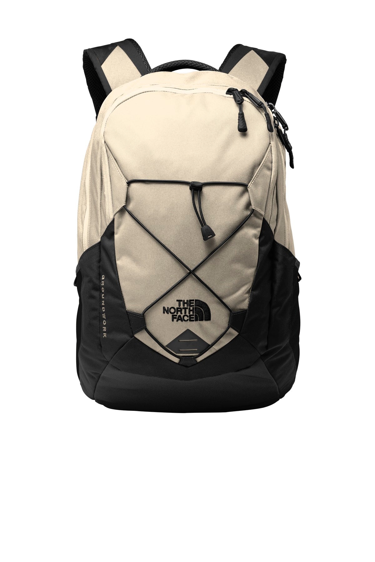600D polyester 450D x 300D heather polyester 600D geo emboss - Rainyday Ivory Dark Heather/ TNF Black
