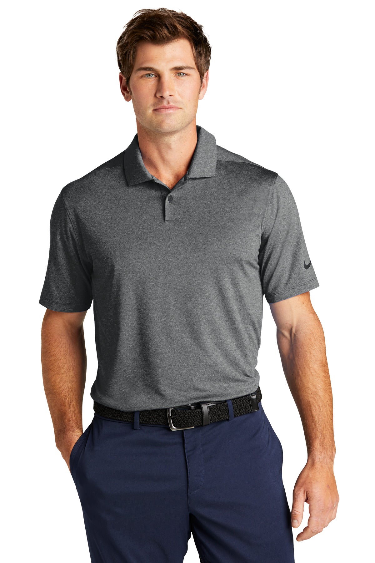 Available in solids and heathers this polished polo brings a - Black Heather