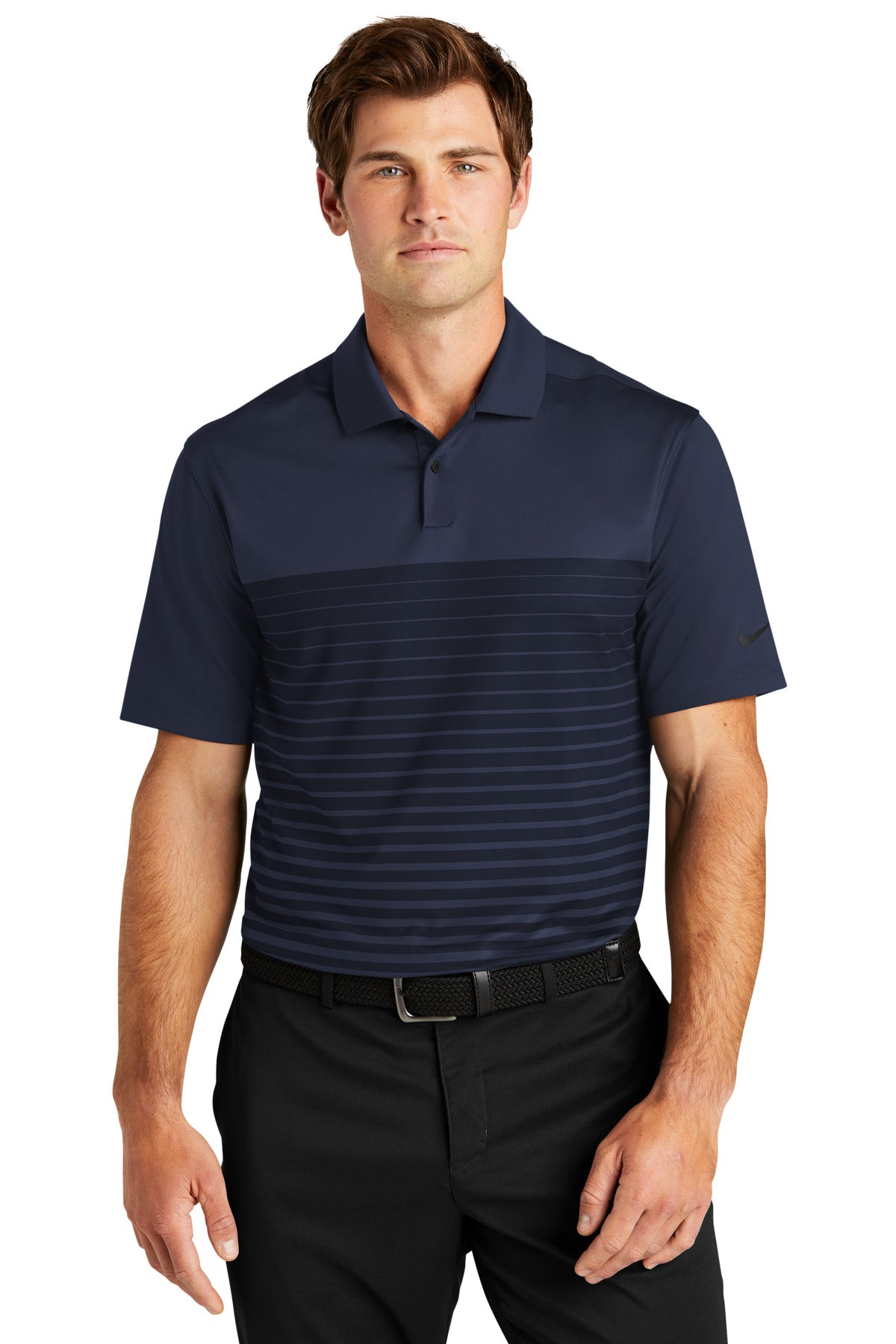 An engineered block print makes this polo stand out on the s - Midnight Navy