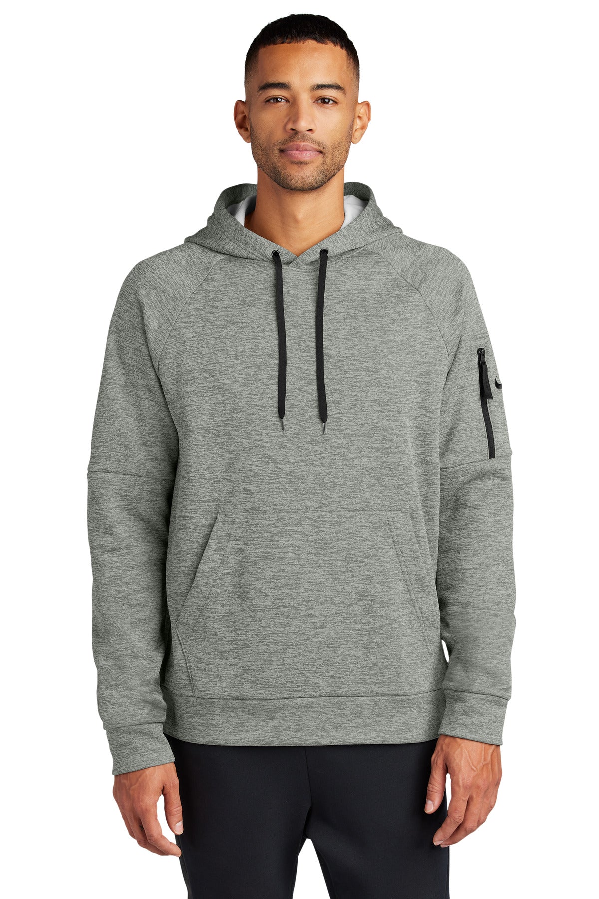 This hoodie with a zippered left arm pocket brings the heat  - Dark Grey Heather