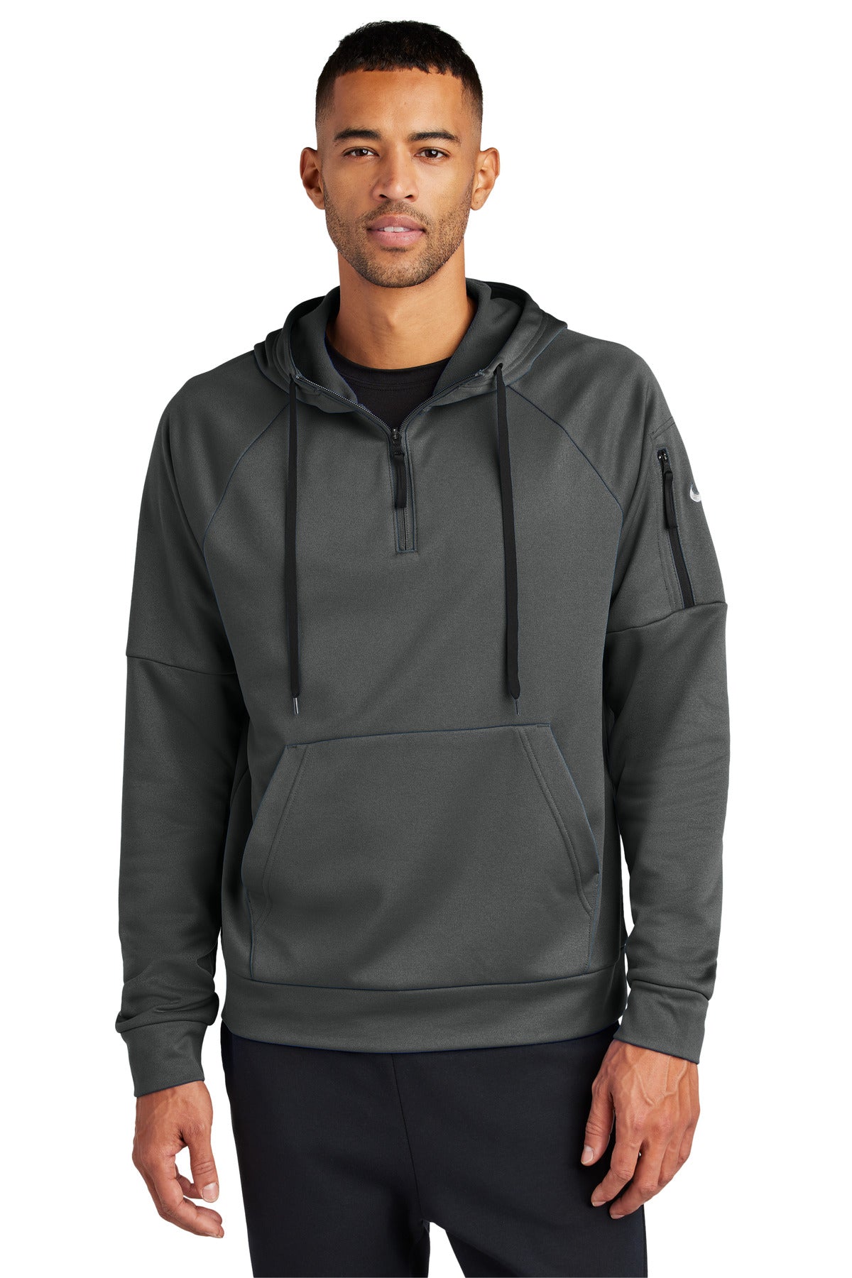 This 1/4-zip hoodie with a zippered left arm pocket brings t - Anthracite
