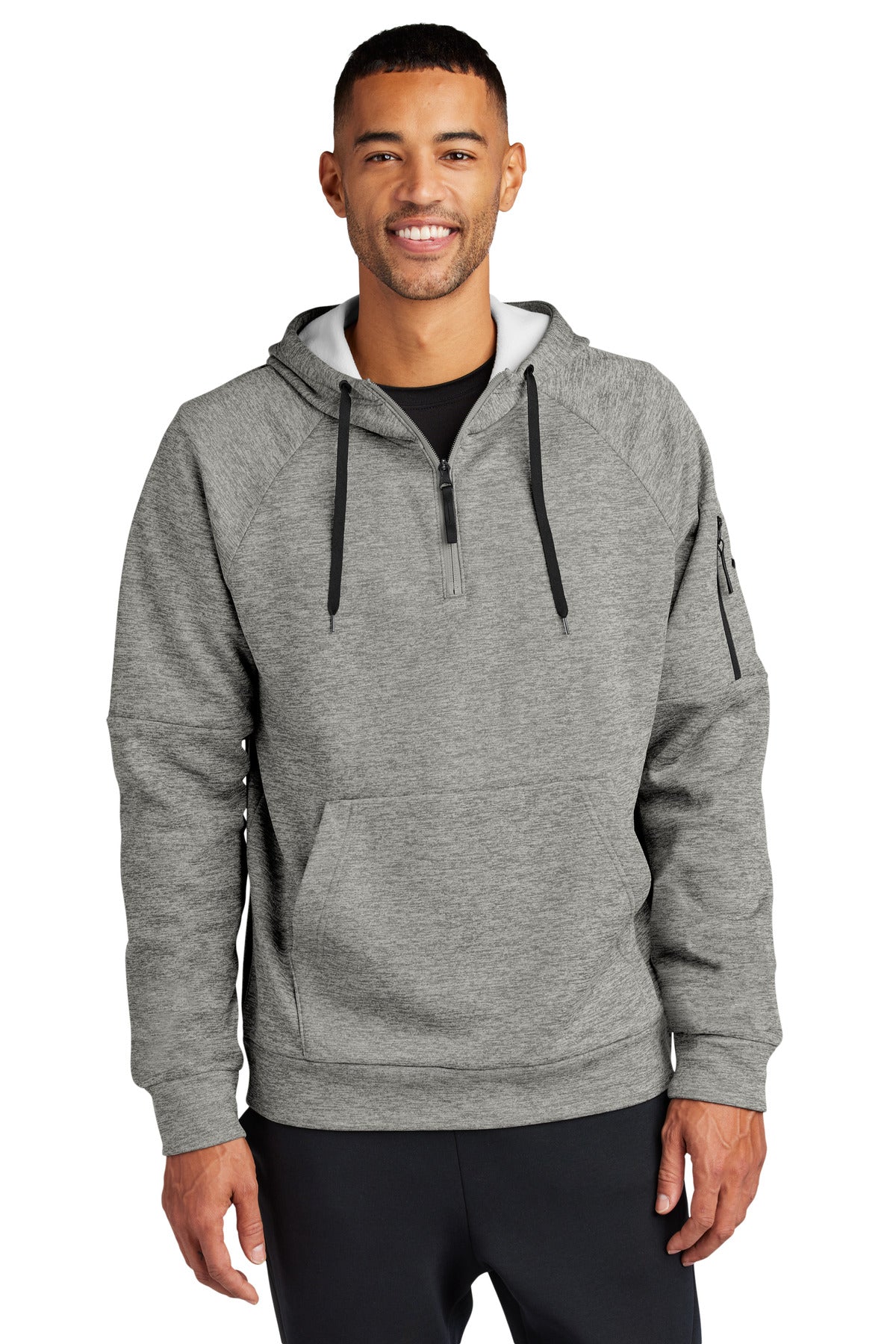This 1/4-zip hoodie with a zippered left arm pocket brings t - Dark Grey Heather