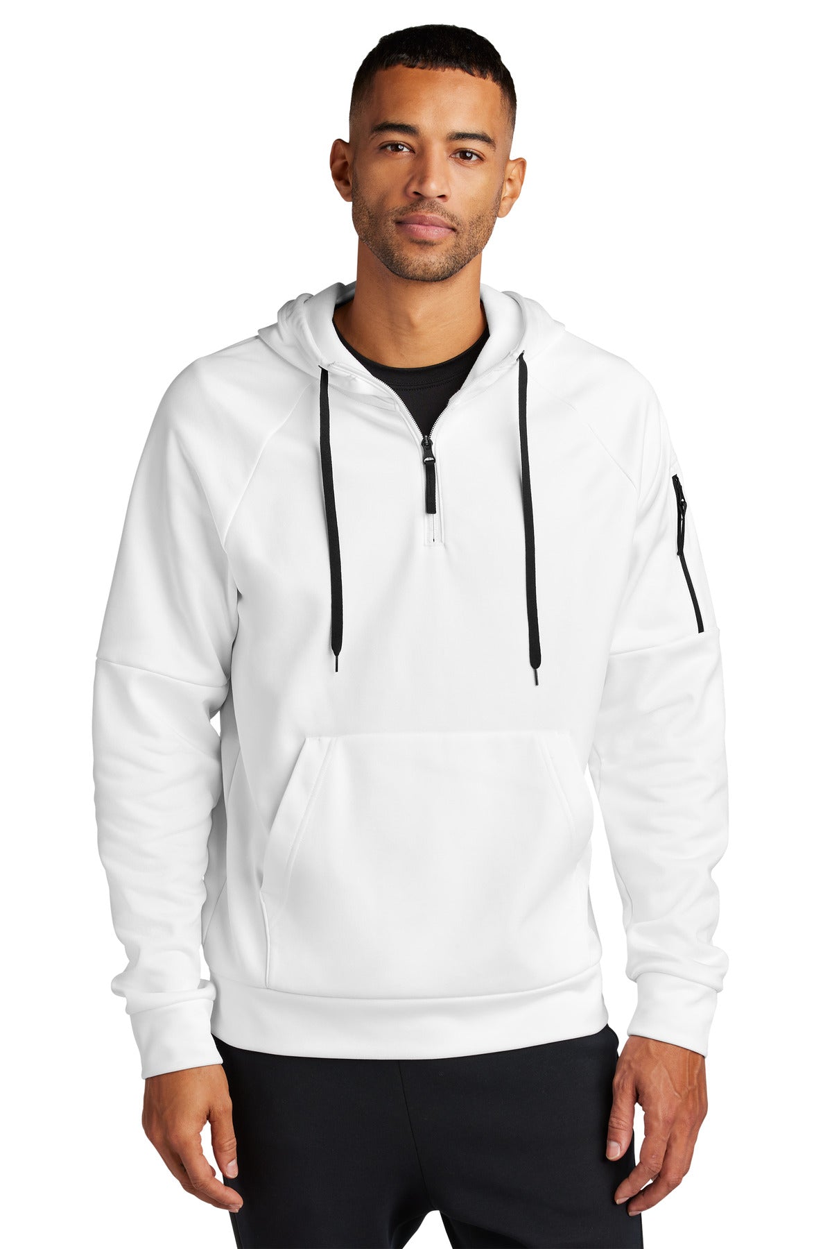 This 1/4-zip hoodie with a zippered left arm pocket brings t - White