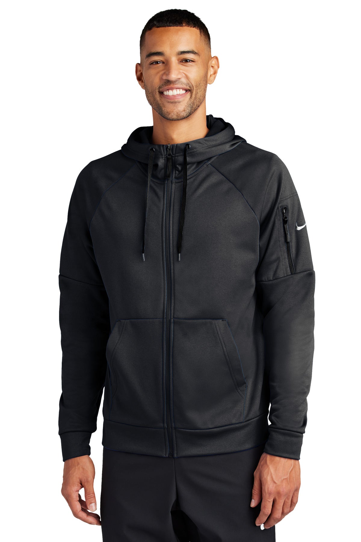 This full-zip hoodie with a zippered left arm pocket brings  - Black
