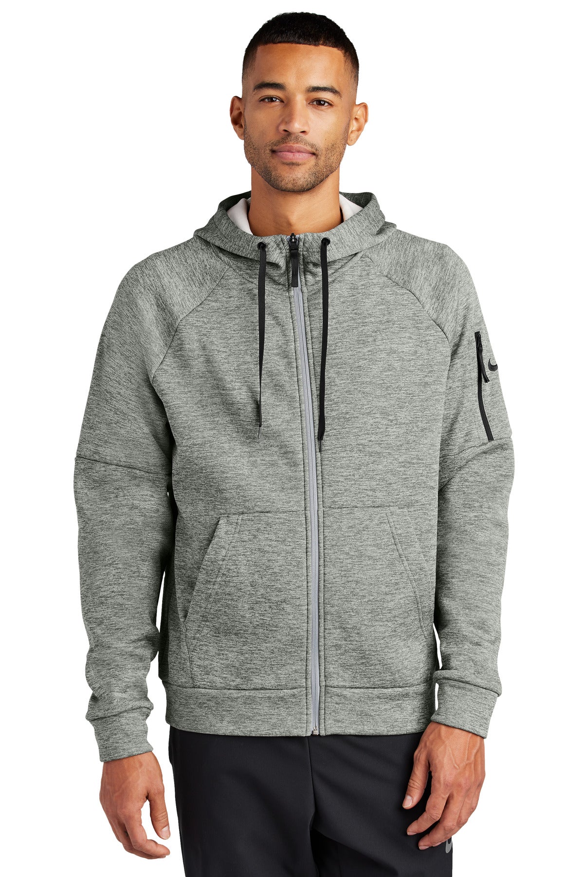 This full-zip hoodie with a zippered left arm pocket brings  - Dark Grey Heather