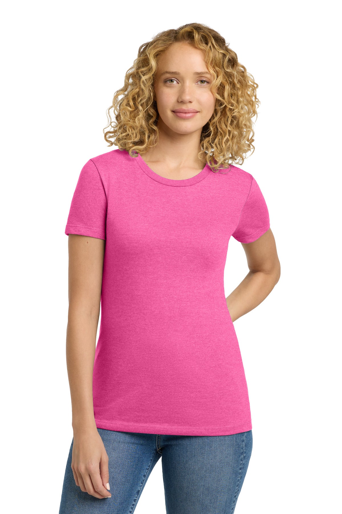 4.3-ounce 60/40 combed ring spun cotton/poly 32 singles CVC  - Hot Pink