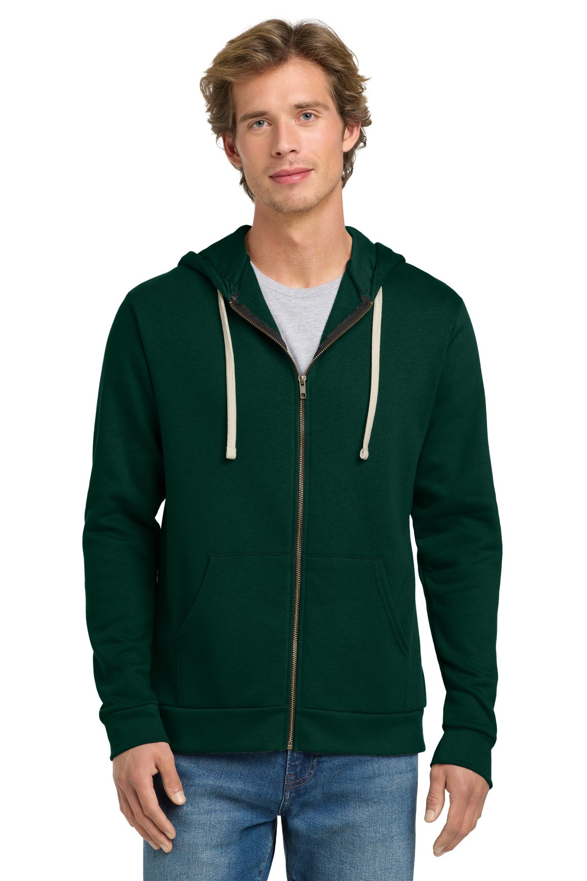 7.4-ounce 80/20 cotton/poly 100% cotton face Front pockets 1 - Forest Green