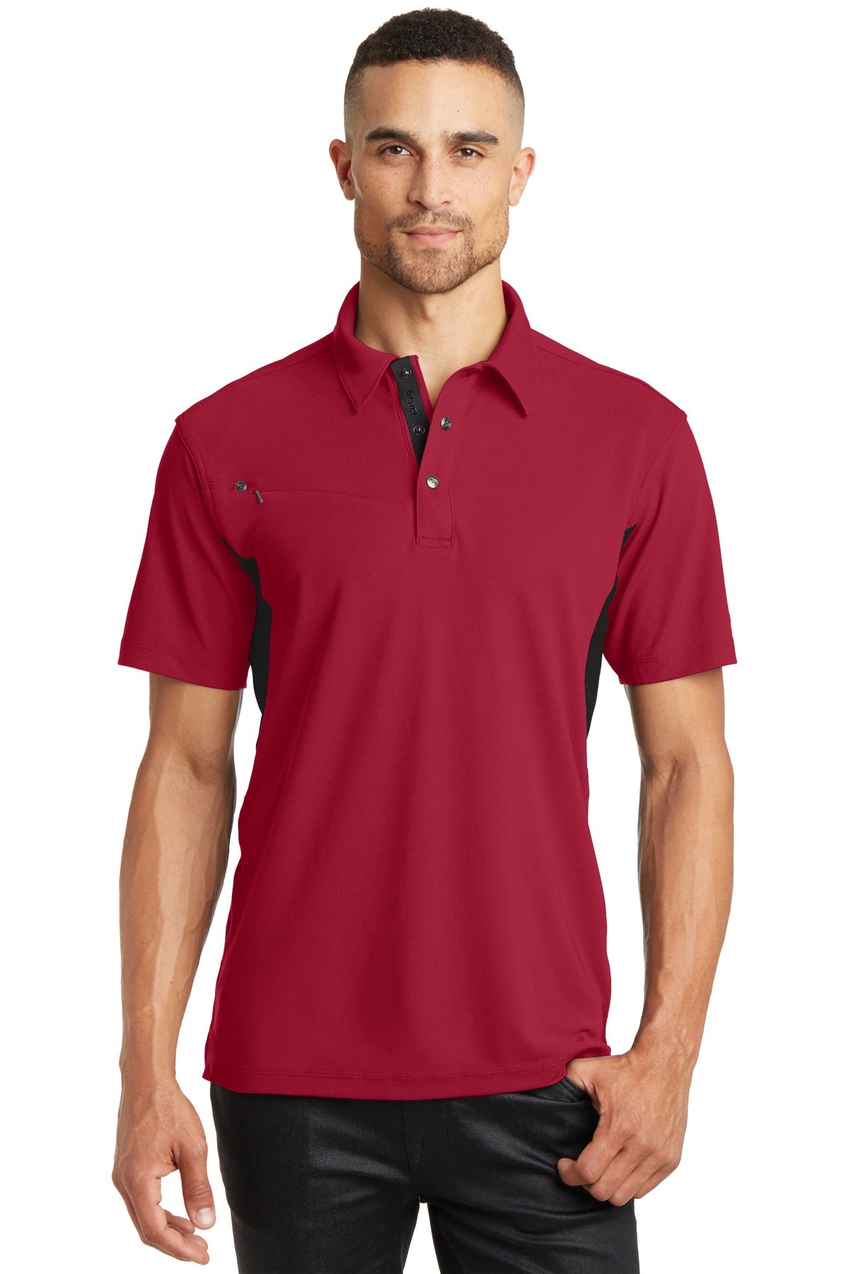 Gear up for adventure in this polo energized with Blacktop r - Signal Red/ Blacktop