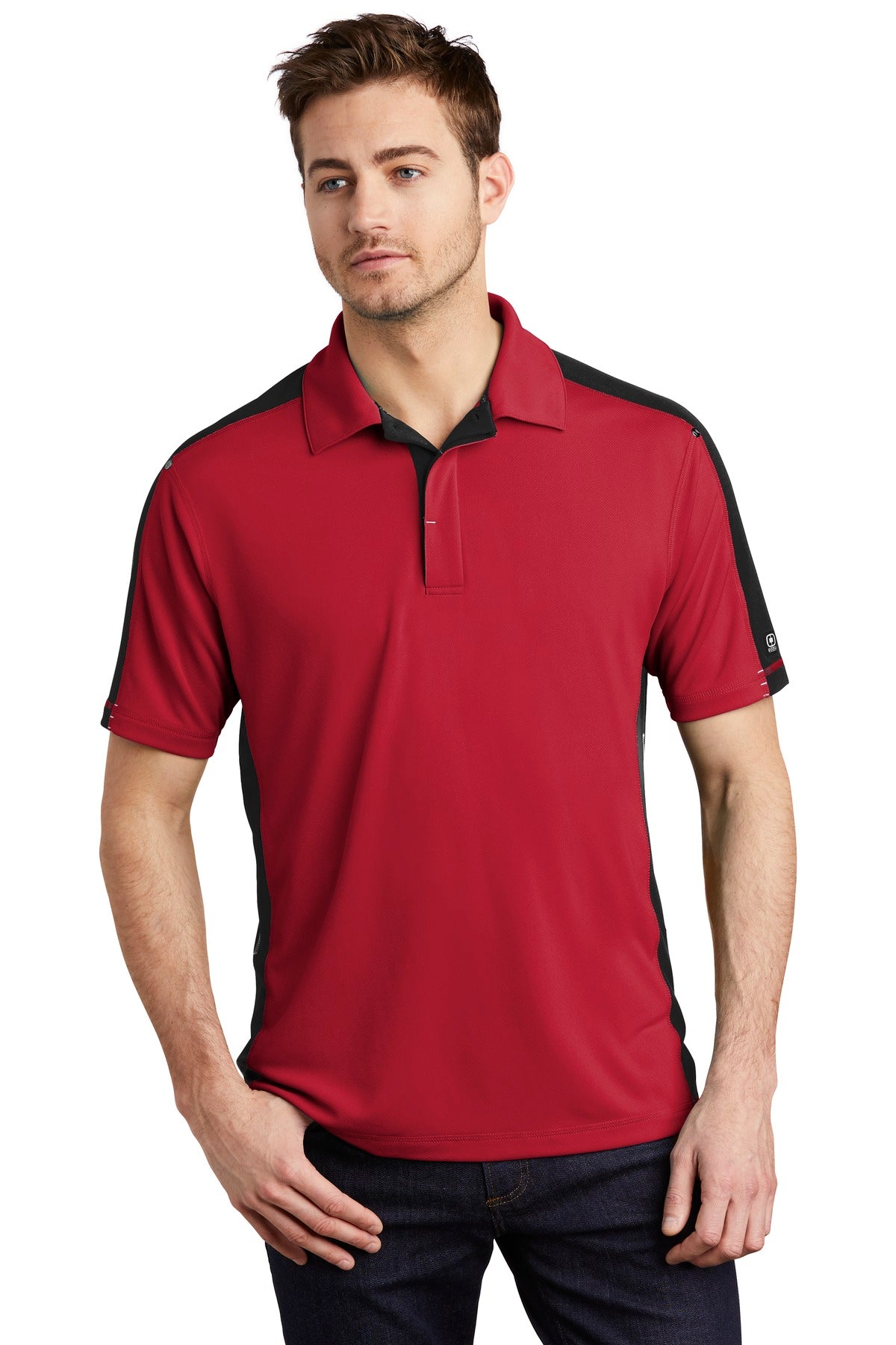 Veer off the beaten track in this polo with contrast bar tac - Signal Red/ Blacktop/ Silver Grey